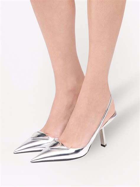 Prada metallic slingback pumps